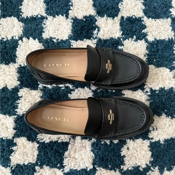 Coach Ruthie black leather chunky platform loafers - Picture 2 of 14